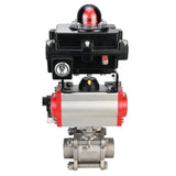 Stainless steel ball valve Elephant BVPP 316.200-ISO 63 bar SS316 full port, for welding, body material - stainless steel, pneumatic actuator Elephant DA, pneumatic distributor 4M310-08 220 V, limit switch block APL-410N EX