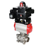 Stainless steel ball valve Elephant BVPP 316.200-ISO 63 bar SS316 full port, for welding, body material - stainless steel, pneumatic actuator Elephant DA, pneumatic distributor 4M310-08 220 V, limit switch block APL-410N EX