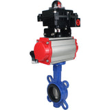 Vanne papillon à eau Elephant GG25-316L-NBR matériau du corps - fonte GG25, matériau du disque - acier inoxydable 316L, joint - NBR avec actionneur pneumatique SA, distributeur pneumatique 4M310-08 220V et bloc de fin de course APL-410N EX