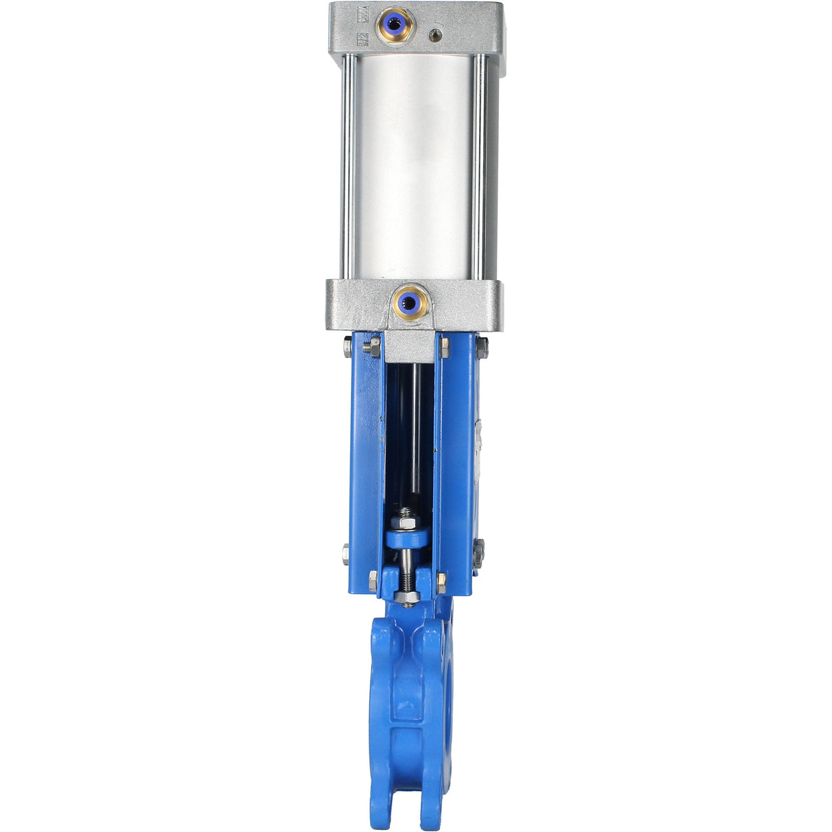 Vanne à guillotine Elephant GVKR3131M-1W-Fb-2P, matériau du corps - acier inoxydable AISI 304, matériau du couteau - acier inoxydable AISI 304, joint - métal, actionneur pneumatique