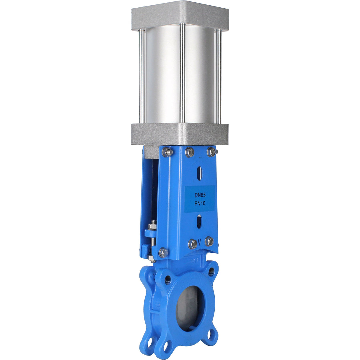Vanne à guillotine Elephant GVKR3131M-1W-Fb-2P, matériau du corps - acier inoxydable AISI 304, matériau du couteau - acier inoxydable AISI 304, joint - métal, actionneur pneumatique