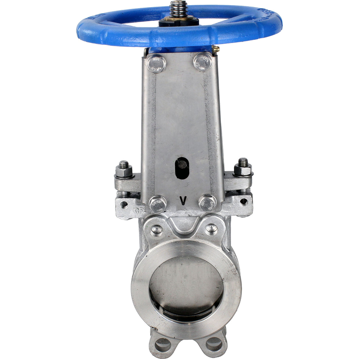 Vanne à guillotine Elephant GVKR3232E-1W-Fb-S, matériau du corps - acier inoxydable AISI 316, matériau du couteau - acier inoxydable AISI 316, joint - EPDM, volant