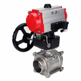 Robinet à boisseau sphérique en acier inoxydable Elephant kshpp-316200-da-4m310-110/220-hdm, matériau du corps - acier inoxydable AISI 316, matériau de la bille - acier inoxydable AISI 316, joint - PTFE, actionné par actionneur pneumatique