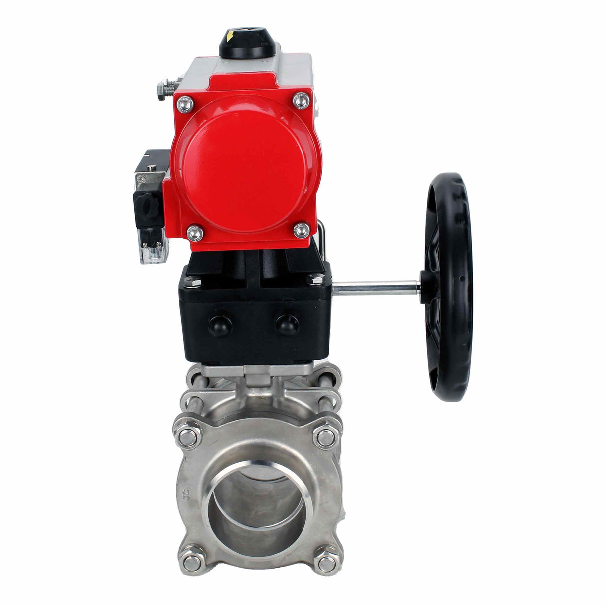 Robinet à boisseau sphérique en acier inoxydable Elephant kshpp-316200-da-4m310-110/220-hdm, matériau du corps - acier inoxydable AISI 316, matériau de la bille - acier inoxydable AISI 316, joint - PTFE, actionné par actionneur pneumatique