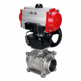 Robinet à boisseau sphérique en acier inoxydable Elephant kshpp-316200-da-4m310-110/220-hdm, matériau du corps - acier inoxydable AISI 316, matériau de la bille - acier inoxydable AISI 316, joint - PTFE, actionné par actionneur pneumatique