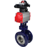 Vanne papillon d'eau Elephant WBV3EX-3432M-1W-F-ISO, matériau du corps - Acier au carbone, matériau du disque - Acier inoxydable AISI 316, joint - Métal, actionneur pneumatique PA-DA double action, BKV APL-210N