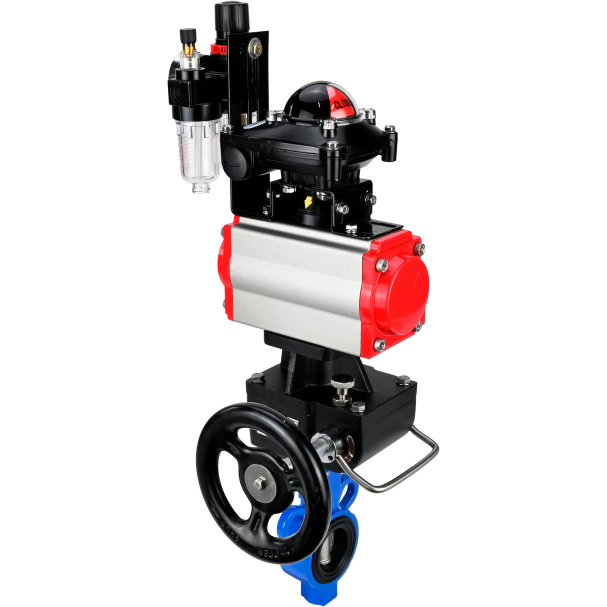 Vanne papillon d'eau Elephant al-316l-epdm-elephant-da-4m310-24-apl210n-hdm-afc2000, matériau du corps - alliage d'aluminium, matériau du disque - acier inoxydable AISI 316L, joint - EPDM, actionné par actionneur pneumatique