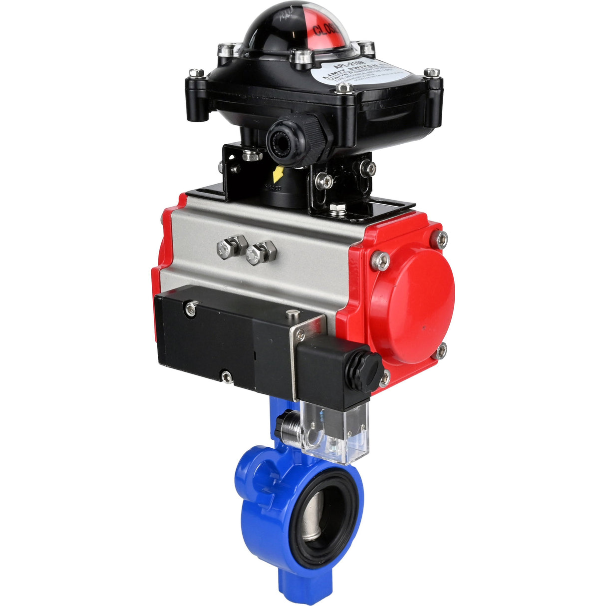 Vanne papillon d'eau Elephant al-316l-epdm-elephant-da-4m310-110/220-apl210n, matériau du corps - alliage d'aluminium, matériau du disque - acier inoxydable AISI 316L, joint - EPDM, actionné par actionneur pneumatique