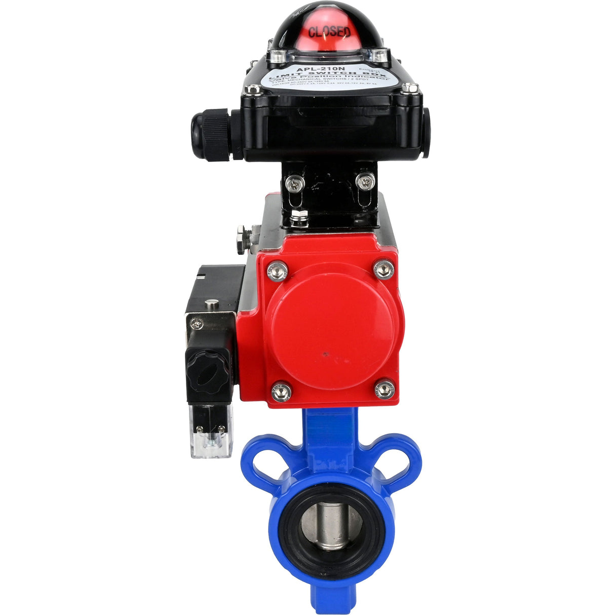Vanne papillon d'eau Elephant al-316l-epdm-elephant-da-4m310-24-apl210n, matériau du corps - alliage d'aluminium, matériau du disque - acier inoxydable AISI 316L, joint - EPDM, actionné par actionneur pneumatique