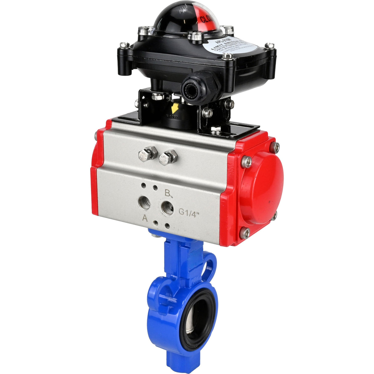 Vanne papillon d'eau Elephant al-316l-epdm-elephant-da-apl210n, matériau du corps - alliage d'aluminium, matériau du disque - acier inoxydable AISI 316L, joint - EPDM, actionné par actionneur pneumatique