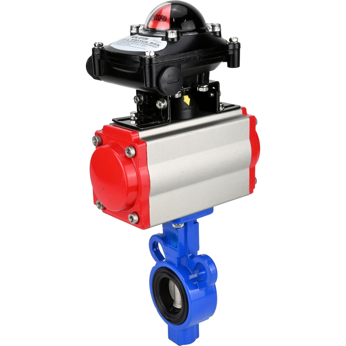 Vanne papillon d'eau Elephant al-316l-epdm-elephant-da-apl210n, matériau du corps - alliage d'aluminium, matériau du disque - acier inoxydable AISI 316L, joint - EPDM, actionné par actionneur pneumatique