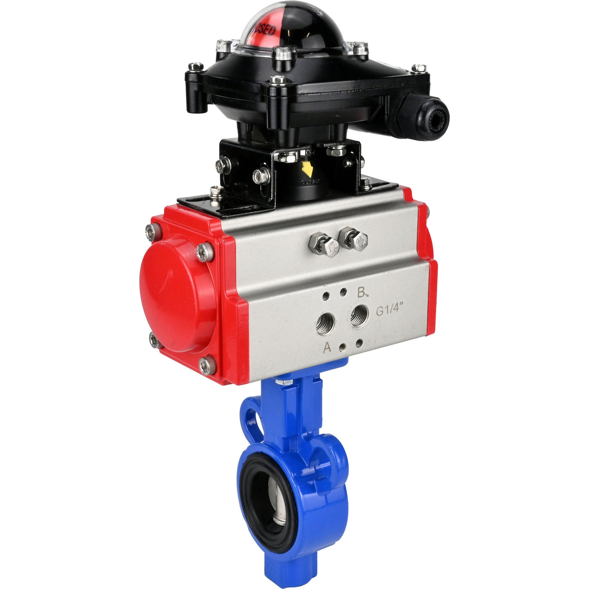 Vanne papillon d'eau Elephant al-316l-epdm-elephant-da-apl210n, matériau du corps - alliage d'aluminium, matériau du disque - acier inoxydable AISI 316L, joint - EPDM, actionné par actionneur pneumatique
