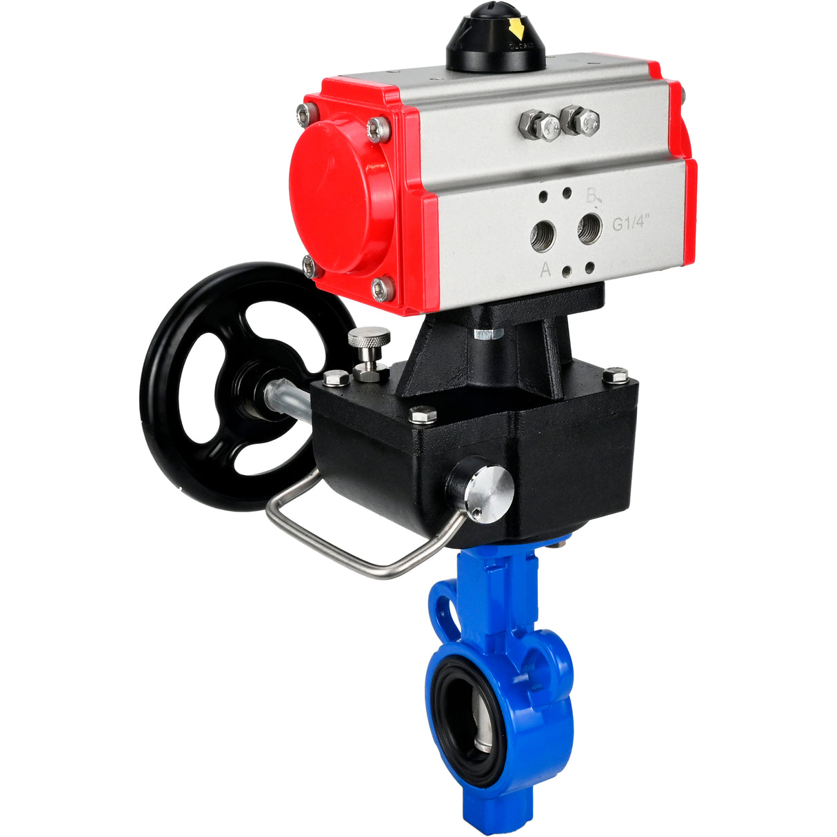 Vanne papillon d'eau Elephant al-316l-epdm-elephant-da-hdm, matériau du corps - alliage d'aluminium, matériau du disque - acier inoxydable AISI 316L, joint - EPDM, actionné par actionneur pneumatique