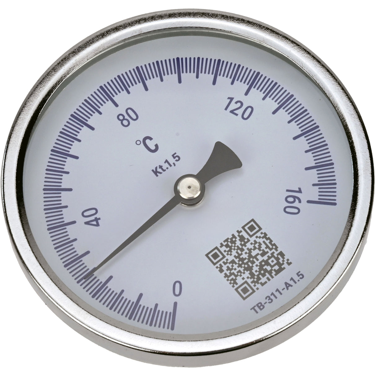 Thermomètres axiaux bimétalliques Elephant TB-311-A1.5 PN10-24, acier inoxydable, longueur de la partie immergée 46-200 mm, classe de précision - 1,5