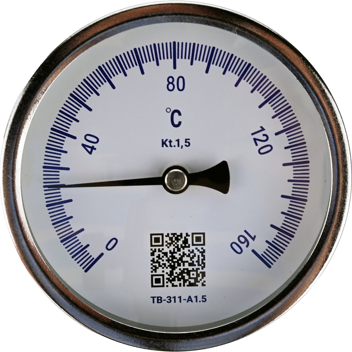Thermomètres axiaux bimétalliques Elephant TB-311-A1.5 PN10-24, acier inoxydable, longueur de la partie immergée 46-200 mm, classe de précision - 1,5