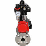 Stainless steel ball valve Elephant BVFPT-ISO.304.180 three-part, body material - stainless steel SS304, seal - PTFE, flanged, full port, pneumatic actuator Elephant DA, pneumatic distributor 4M310-08 220 V, limit switch block APL-410N EX, air