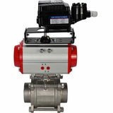Robinet à boisseau sphérique en acier inoxydable Elephant kshpp-316200-da-yt1000rsi, matériau du corps - acier inoxydable AISI 316, matériau de la bille - acier inoxydable AISI 316, joint - PTFE, actionné par actionneur pneumatique