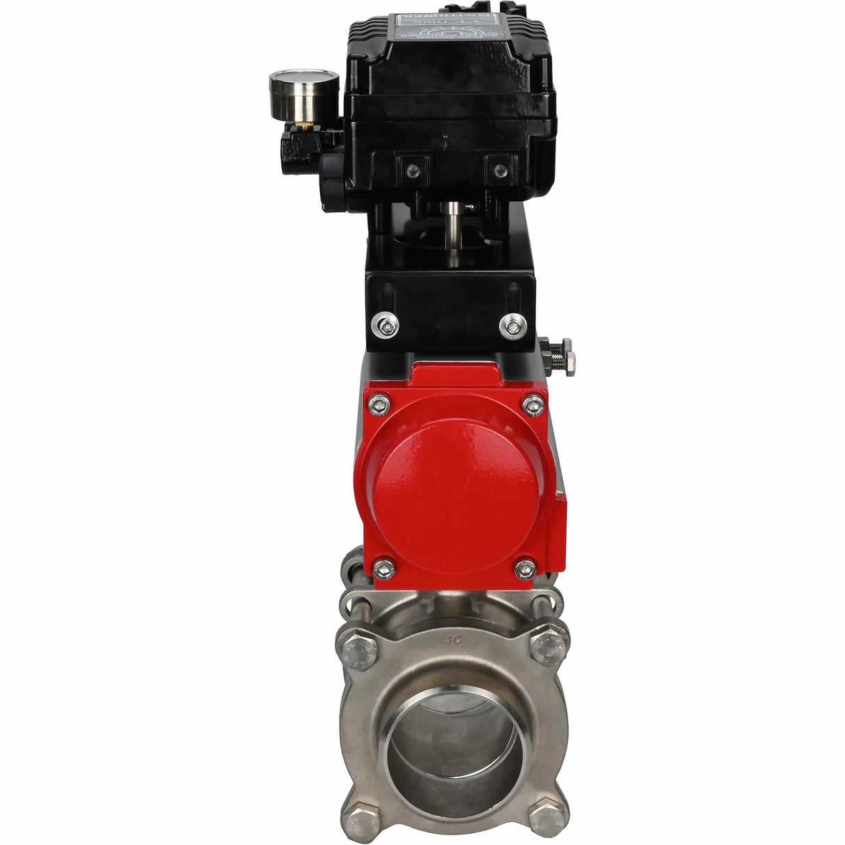 Robinet à boisseau sphérique en acier inoxydable Elephant kshpp-316200-da-yt1000rsi, matériau du corps - acier inoxydable AISI 316, matériau de la bille - acier inoxydable AISI 316, joint - PTFE, actionné par actionneur pneumatique