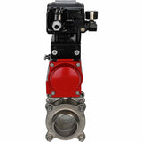 Robinet à boisseau sphérique en acier inoxydable Elephant kshpp-316200-sa-yt1000rsn, matériau du corps - acier inoxydable AISI 316, matériau de la bille - acier inoxydable AISI 316, joint - PTFE, actionné par actionneur pneumatique