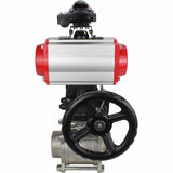 Robinet à boisseau sphérique en acier inoxydable Elephant kshpp-316200-da-4m310-24-apl210n-hdm, matériau du corps - acier inoxydable AISI 316, matériau de la bille - acier inoxydable AISI 316, joint - PTFE, actionné par actionneur pneumatique