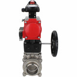 Robinet à boisseau sphérique en acier inoxydable Elephant kshpp-316200-da-4m310-24-apl210n-hdm, matériau du corps - acier inoxydable AISI 316, matériau de la bille - acier inoxydable AISI 316, joint - PTFE, actionné par actionneur pneumatique