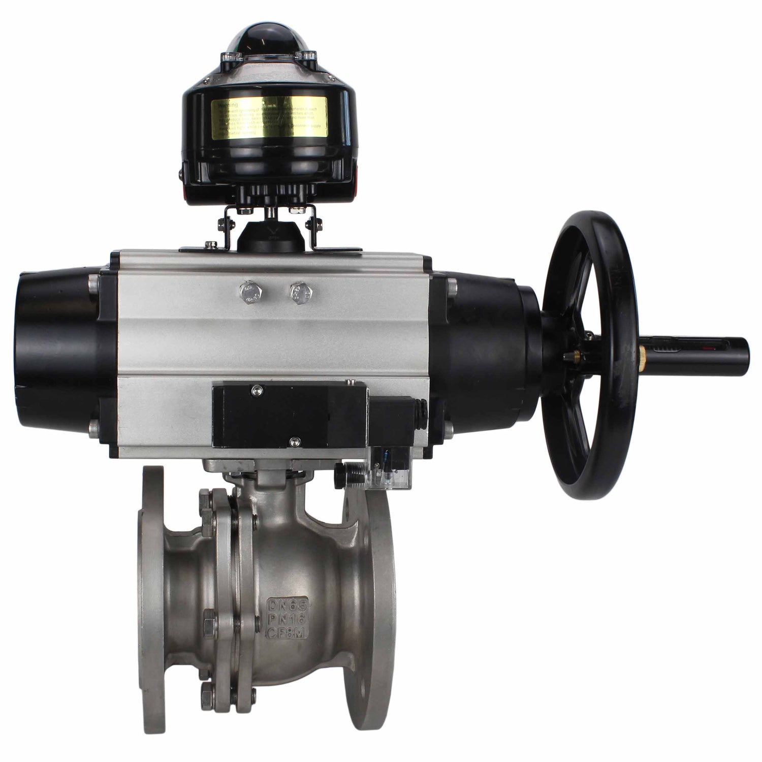 Ball valves Elephant BV3232P(2pc)-FP-F-ISO-H DN80-100 16 bar, full bore flanged, stainless steel SS316, seal - PTFE, with pneumatic actuator PA-DA-105-1 double acting, with pneumatic distributor 4M310-08 NAMUR 24V , with LSU APL-510N EX
