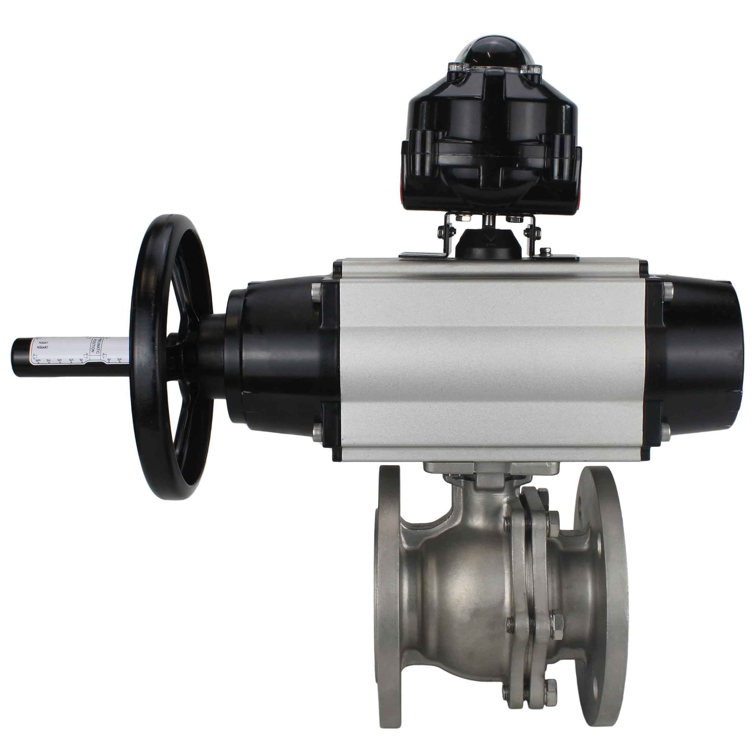 Ball valves Elephant BV3232P(2pc)-FP-F-ISO-H DN80-100 16 bar, full bore flanged, stainless steel SS316, seal - PTFE, with pneumatic actuator PA-DA-105-1 double acting, with pneumatic distributor 4M310-08 NAMUR 220V , with LSU APL-510N EX