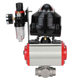 Ball valves Elephant BV3232P-SP-3L-T 3-way L-type, threaded, standard bore, stainless steel body. steel SS316, seal - PTFE, with pneumatic drive Elephant PA-DA 052-083 pneumatic distributor 4M310-08 220V ATU AFC2000 LSU APL-510N-EX