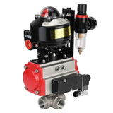 Ball valves Elephant BV3232P-SP-3L-T 3-way L-type, threaded, standard bore, stainless steel body. steel SS316, seal - PTFE, with pneumatic drive Elephant PA-SA 052-105 pneumatic distributor 4M310-08 220V ATU AFC2000 APL-510N-EX