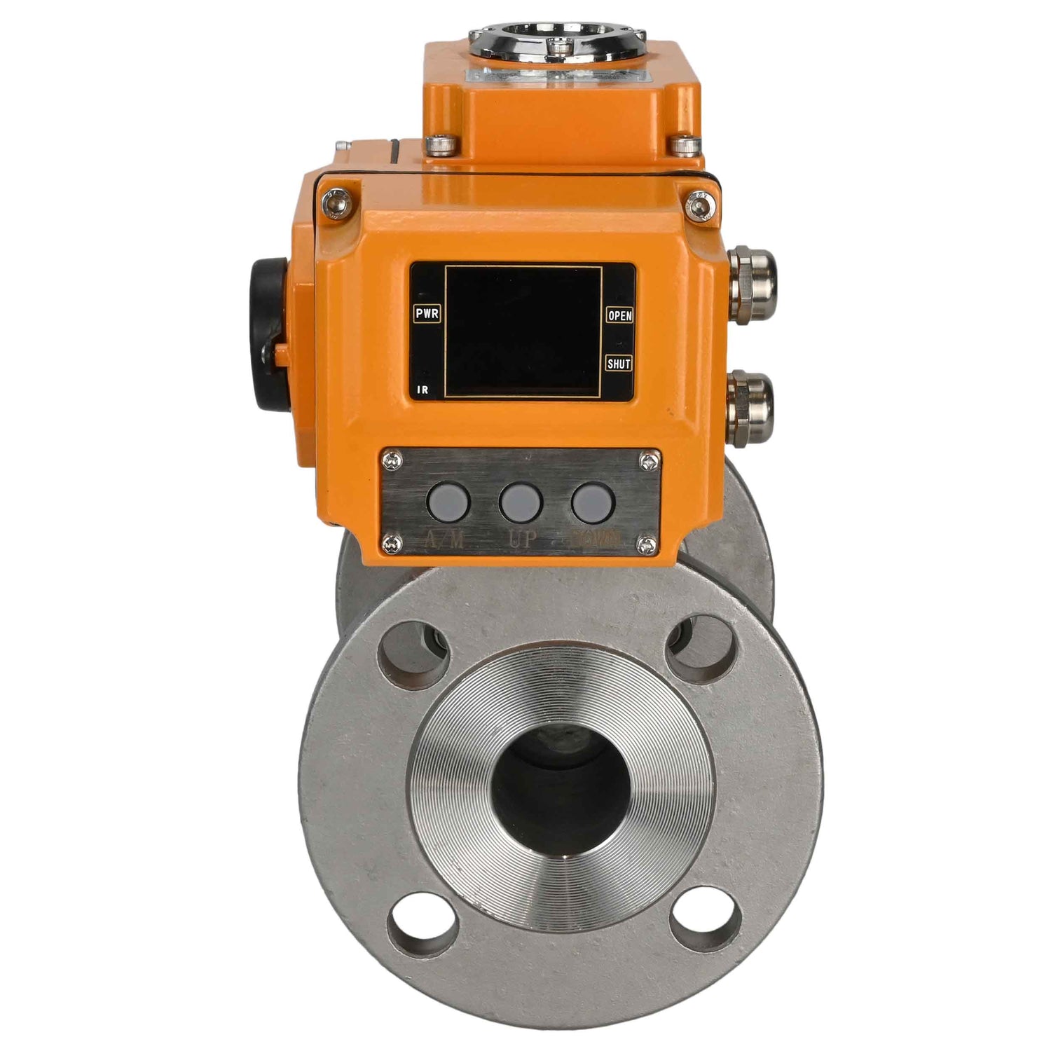 Robinets à boisseau sphérique Elephant BV3131P(3pc)-FP-F-ISO-H trois pièces, passage intégral, à brides, corps - acier inoxydable SS304, joint - PTFE, avec entraînement électrique 1/4 de tour QT-N-EM-O1-220VAC-U1 220V HARK