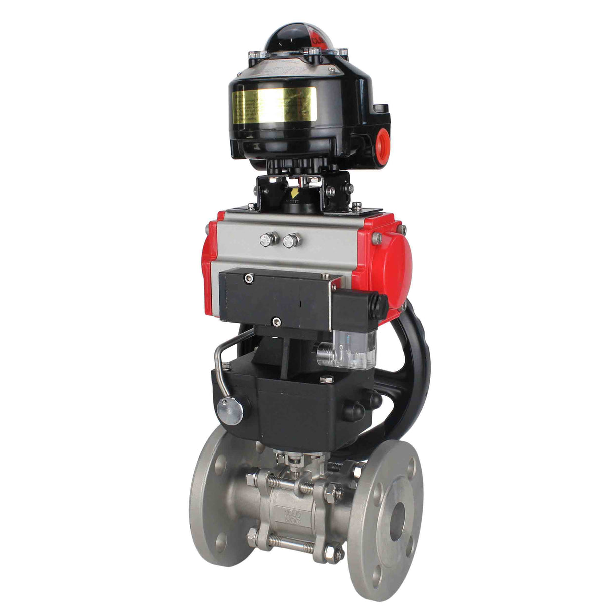 Ball valves Elephant BV3131P(3pc)-FP-F-ISO-H flanged, full bore, three-piece, stainless steel body. steel SS304, seal - PTFE, with pneumatic drive Elephant PA-DA 052-130 pneumatic distributor 4M310-08 24V gearbox MON LSU APL-510N-EX