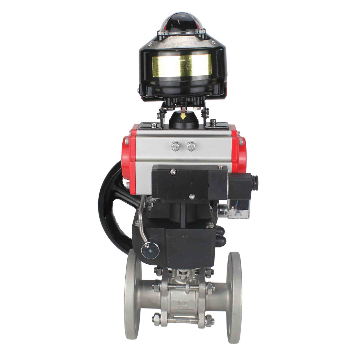 Ball valves Elephant BV3131P(3pc)-FP-F-ISO-H flanged, full bore, three-piece, stainless steel body. steel SS304, seal - PTFE, with pneumatic drive Elephant PA-DA 052-130 pneumatic distributor 4M310-08 24V gearbox MON LSU APL-510N-EX