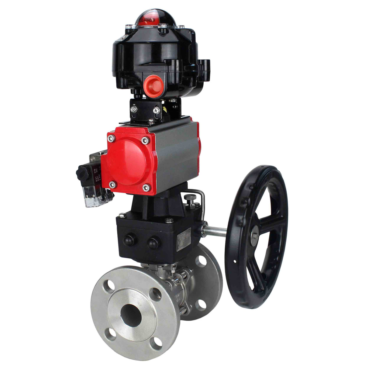 Ball valves Elephant BV3131P(3pc)-FP-F-ISO-H flanged, full bore, three-piece, stainless steel body. steel SS304, seal - PTFE, with pneumatic drive Elephant PA-DA 052-130 pneumatic distributor 4M310-08 24V gearbox MON LSU APL-510N-EX