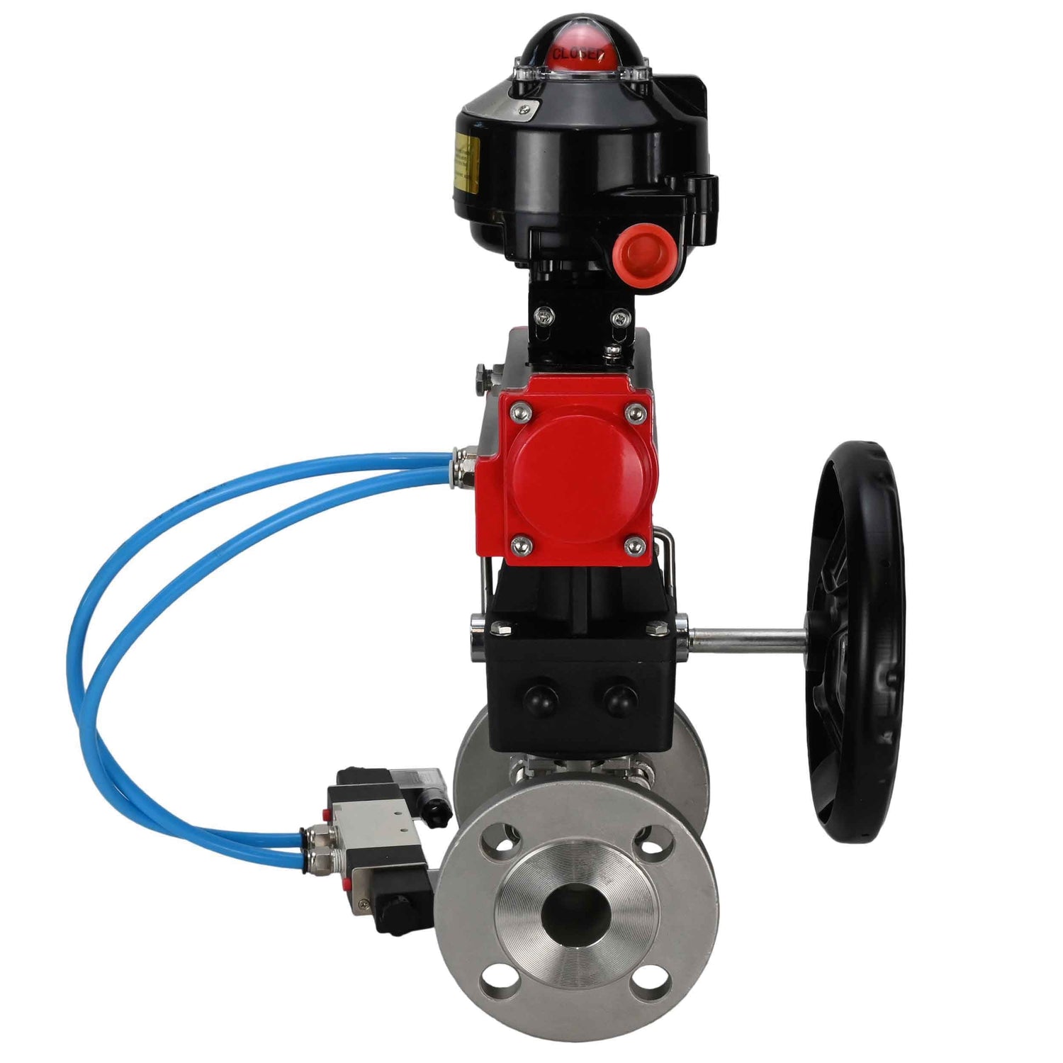 Ball valves Elephant BV3131P(3pc)-FP-F-ISO-H flanged, full bore, three-piece, stainless steel body. steel SS304, seal - PTFE, with pneumatic drive Elephant PA-DA 052-130 pneumatic distributor 4V320-08 gearbox MON LSU APL-510N-EX