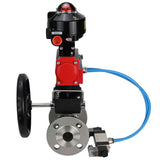 Ball valves Elephant BV3131P(3pc)-FP-F-ISO-H flanged, full bore, three-piece, stainless steel body. steel SS304, seal - PTFE, with pneumatic drive Elephant PA-DA 052-130 pneumatic distributor 4V320-10 gearbox MON LSU APL-510N-EX