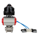 Vannes à boisseau sphérique Elephant BV3232P(3pc)-FP-W-ISO-H à souder, passage intégral, corps - acier inoxydable SS316, joint - PTFE, avec actionneur pneumatique Elephant PA-DA 052- 083 distributeur pneumatique 4V320-08 raccordement DN8 BKV APL-510N-EX