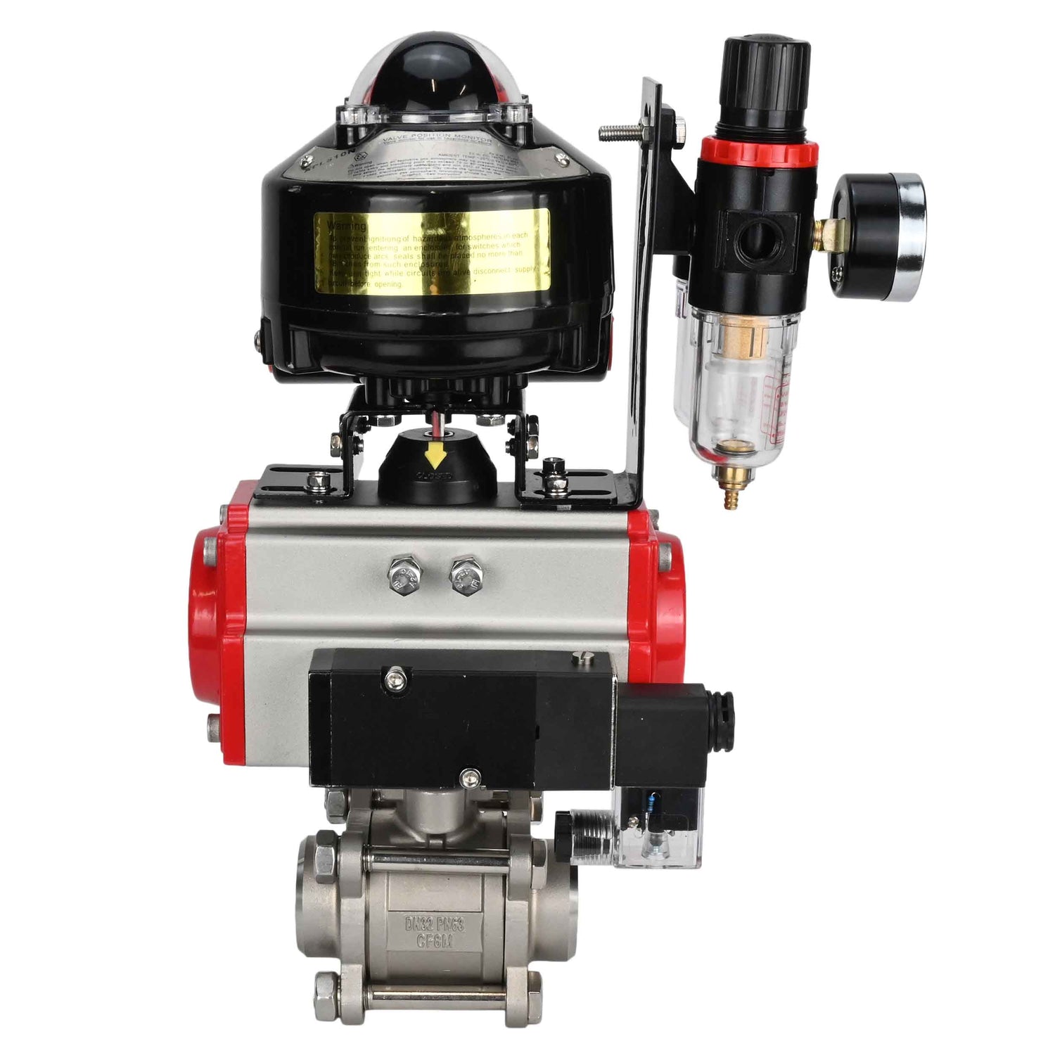 Ball valves Elephant BV3232P(3pc)-FP-W-ISO-H for welding, full bore, stainless steel body. steel SS316, seal - PTFE, with pneumatic actuator Elephant PA-DA 052-083 pneumatic distributor 4M310-08 NAMUR 24V ATU AFC2000 LSU APL-510N-EX