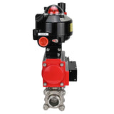 Ball valves Elephant BV3232P(3pc)-FP-W-ISO-H for welding, full bore, stainless steel body. steel SS316, seal - PTFE, with pneumatic actuator Elephant PA-DA 052-083 pneumatic distributor 4M310-08 24V ATU AFC2000 LSU APL-510N-EX