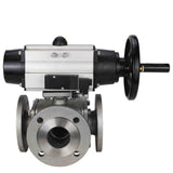 Ball valves Elephant BV3232P(4pc)-FP-3WL-F-ISO-H DN100 16 bar full bore, flanged, body - stainless steel SS316, ISO flange F10/F12, square 19x19, with double pneumatic actuator PA-DA-105-1 action and pneumatic distributor 4M310-08 220V