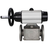Ball valves Elephant BV3232P(4pc)-FP-3WL-F-ISO-H DN100 16 bar full bore, flanged, body - stainless steel SS316, ISO flange F10/F12, square 19x19, with double pneumatic actuator PA-DA-105-1 action and pneumatic distributor 4M310-08 220V