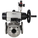 Ball valves Elephant BV3232P(4pc)-FP-3WL-F-ISO-H DN100 16 bar full bore, flanged, body - stainless steel SS316, ISO flange F10/F12, square 19x19, with double pneumatic actuator PA-DA-105-1 action, pneumatic distributor 4M310-08 220V and ATU AFC2000