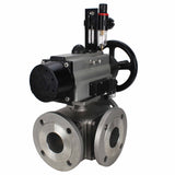 Ball valves Elephant BV3232P(4pc)-FP-3WL-F-ISO-H DN100 16 bar full bore, flanged, body - stainless steel SS316, ISO flange F10/F12, square 19x19, with double pneumatic actuator PA-DA-105-1 action, pneumatic distributor 4M310-08 220V and ATU AFC2000