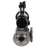 Ball valves Elephant BV3232P(4pc)-FP-3WL-F-ISO-H DN100 16 bar full bore, flanged, body - stainless steel SS316, ISO flange F10/F12, square 19x19, with double pneumatic actuator PA-DA-105-1 action, pneumatic distributor 4M310-08 220V and ATU AFC2000