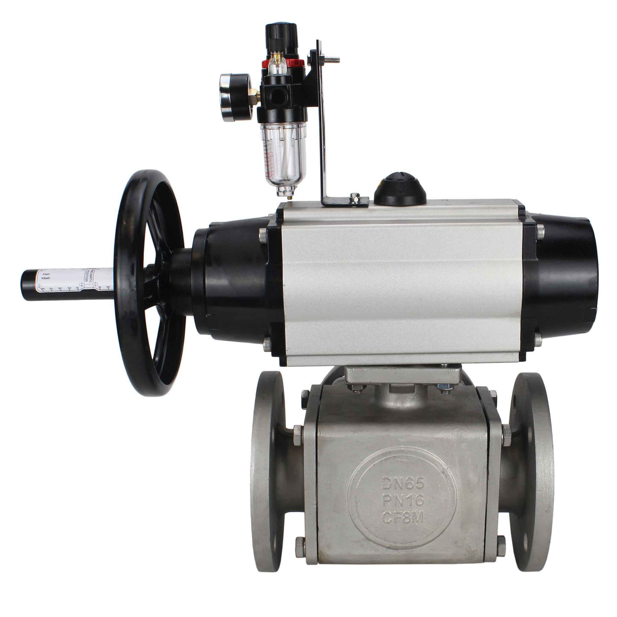 Ball valves Elephant BV3232P(4pc)-FP-3WL-F-ISO-H DN100 16 bar full bore, flanged, body - stainless steel SS316, ISO flange F10/F12, square 19x19, with double pneumatic actuator PA-DA-105-1 action, pneumatic distributor 4M310-08 220V and ATU AFC2000