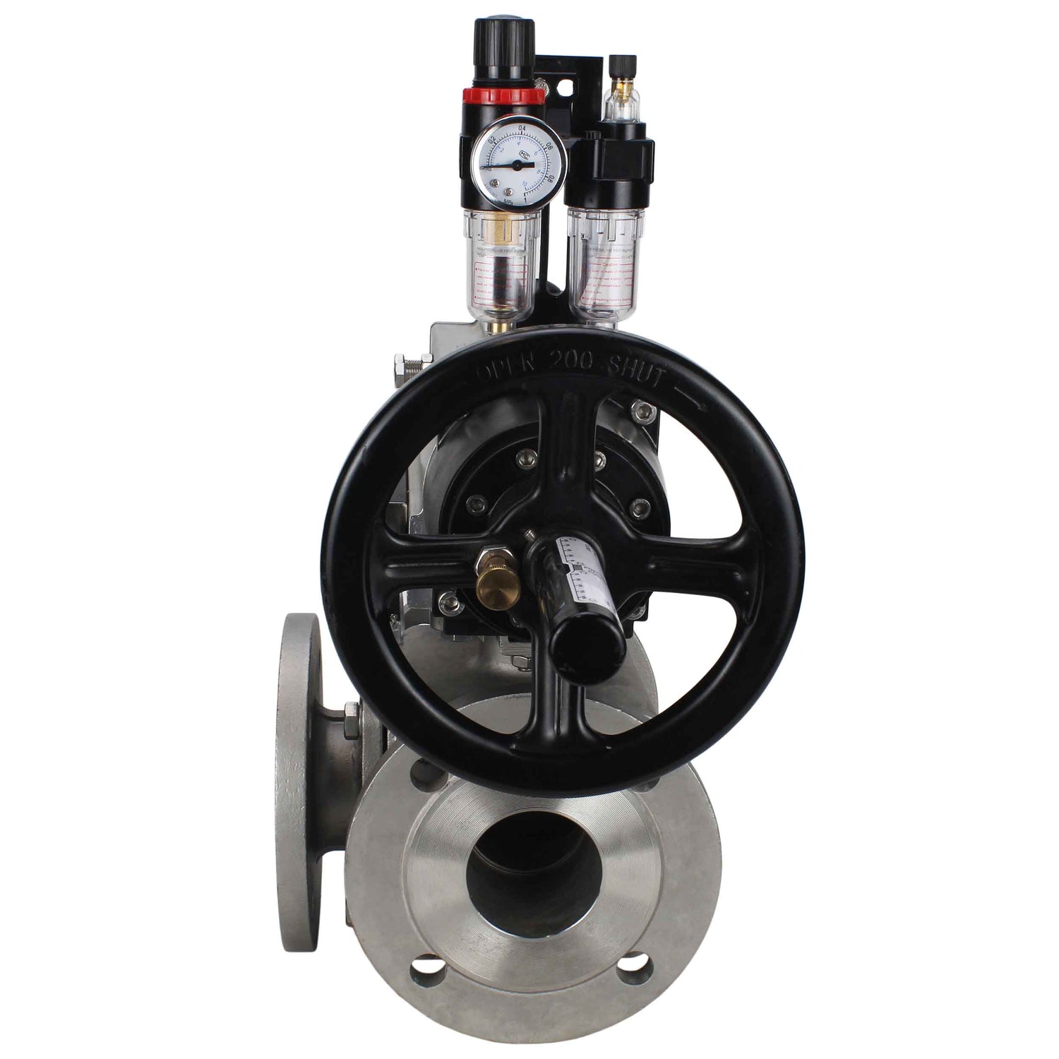 Ball valves Elephant BV3232P(4pc)-FP-3WL-F-ISO-H DN100 16 bar full bore, flanged, body - stainless steel SS316, ISO flange F10/F12, square 19x19, with double pneumatic actuator PA-DA-105-1 action, pneumatic distributor 4M310-08 NAMUR 24V and ATU AFC2000