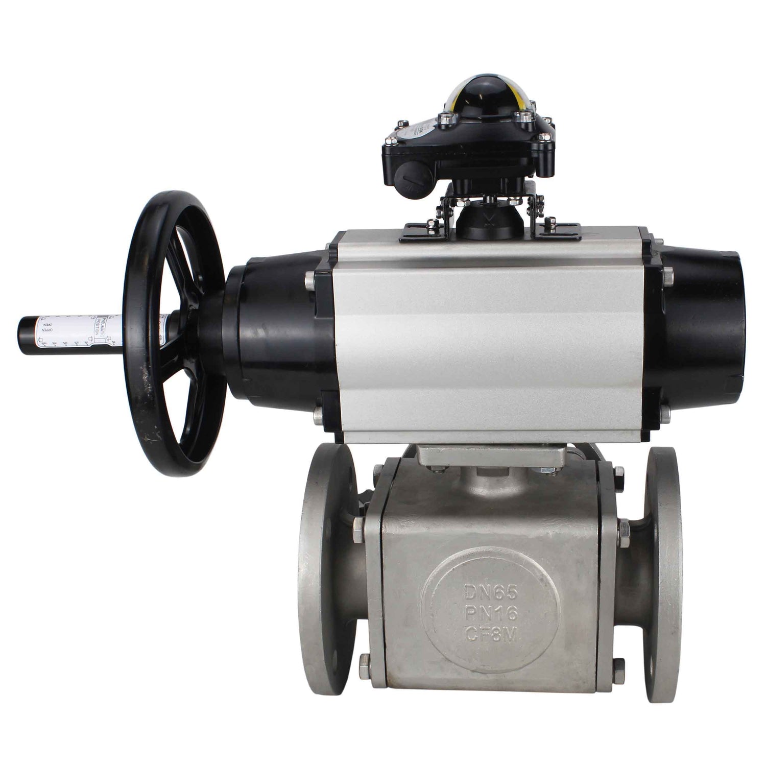 Ball valves Elephant BV3232P(4pc)-FP-3WL-F-ISO-H DN100 16 bar full bore, flanged, body - stainless steel SS316, ISO flange F10/F12, square 19x19, with double pneumatic actuator PA-DA-105-1 action, pneumatic distributor 4V320-8 220V and LSU APL-210N
