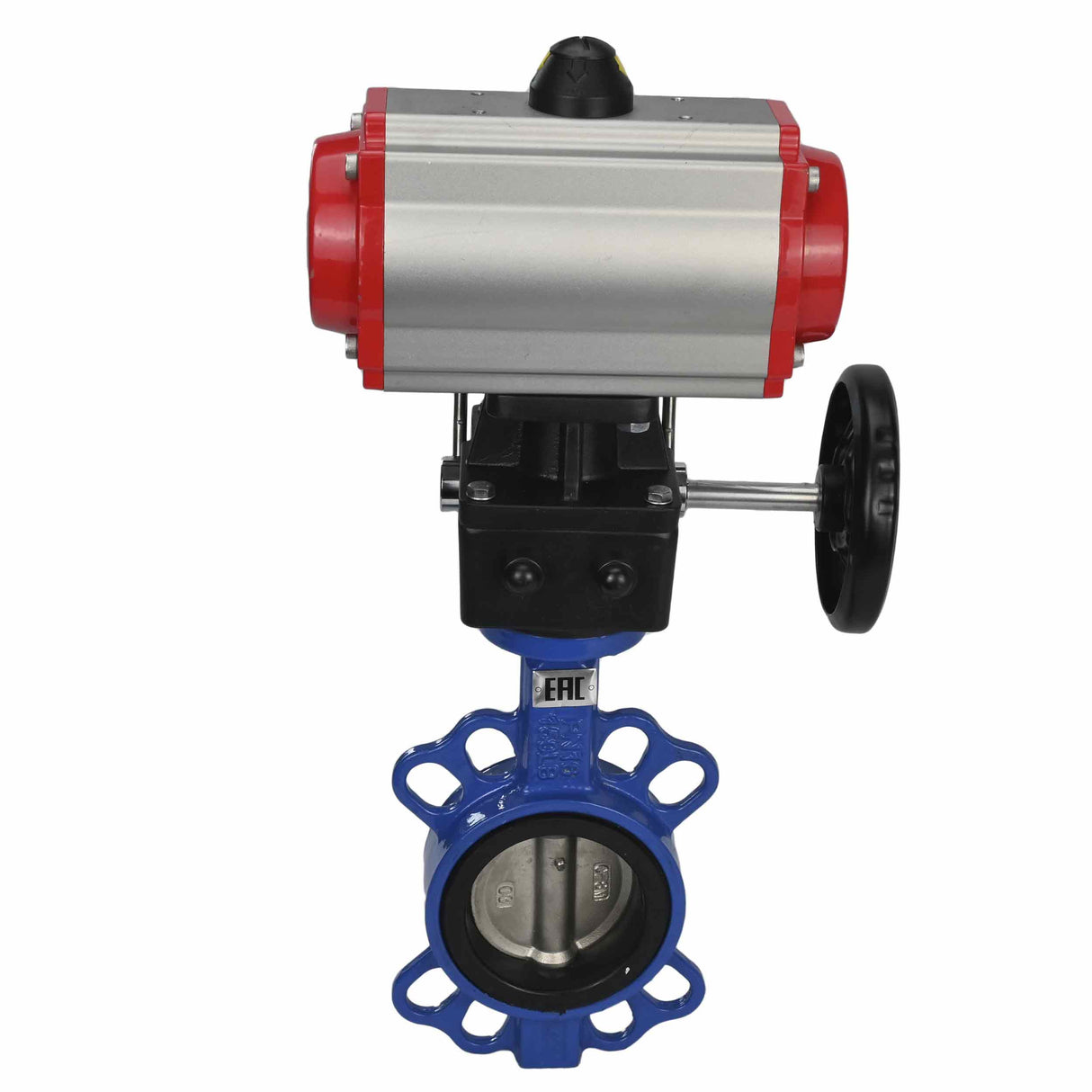 Vanne papillon d'eau Elephant st-316l-viton-da-4m310-24v-hdm, matériau du corps - acier au carbone WCB, matériau du disque - acier inoxydable AISI 316L, joint - VITON, actionné par actionneur pneumatique