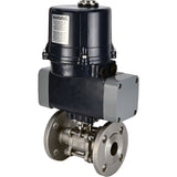 Ball valves Elephant BV3232P(3pc)-FP-F-ISO-H full bore, three-piece, flanged, body - SS316 stainless steel, seal - PTFE, with electric quarter turn actuator Elephant QTSA-N-EM-O0-220VAC
