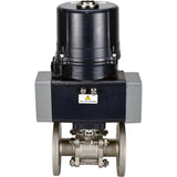 Ball valves Elephant BV3131P(3pc)-FP-F-ISO-H full bore, three-piece, flanged, body - stainless steel SS304, seal - PTFE, with electric quarter turn actuator Elephant QTSA-N-EM-O0-220VAC