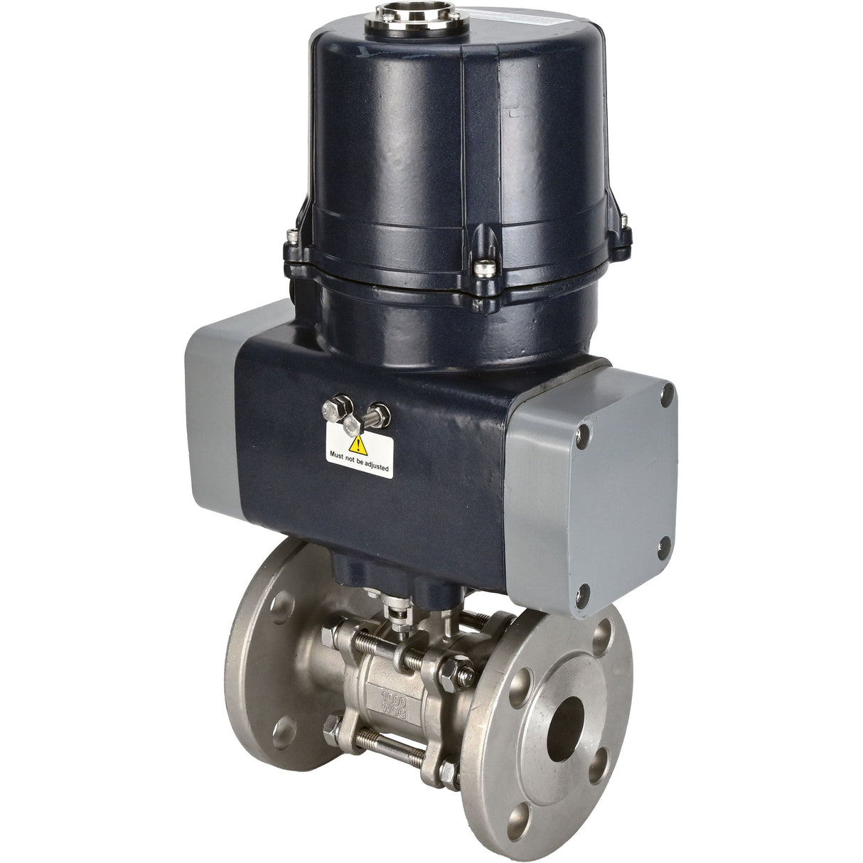 Ball valves Elephant BV3131P(3pc)-FP-F-ISO-H full bore, three-piece, flanged, body - stainless steel SS304, seal - PTFE, with electric quarter turn actuator Elephant QTSA-N-EM-O0-220VAC